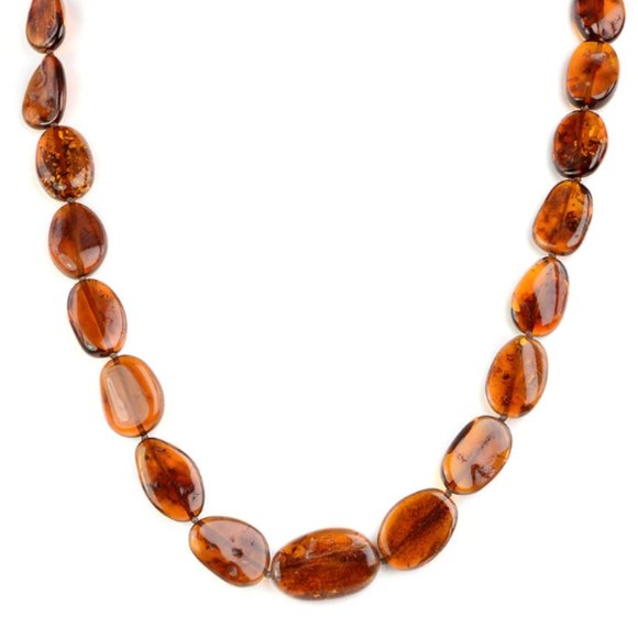 JTYDS Cognac Baltic Amber Beaded Necklace Twist Clasp 28" - Picture 2 of 9